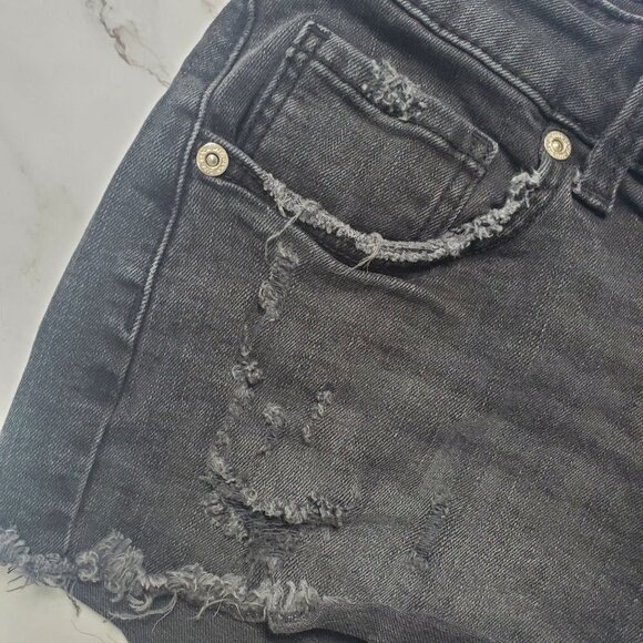 Zara Black Distressed Denim Jean Shorts Women's 4 - Picture 4 of 6